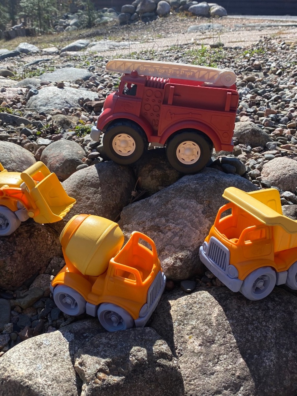 Green Toys Construction Trucks and Firetruck ~Lot of 4 ~ Made In The USA